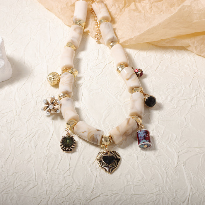 Wholesale alloy pendant resin bamboo necklace exaggerated niche all-match