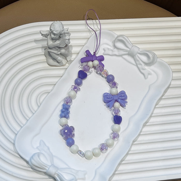 Wholesale ins mobile phone lanyard bowknot lanyard beaded anti-lost pendant