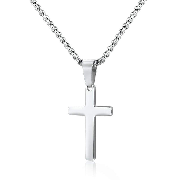 Wholesale Stainless steel smooth cross titanium steel necklace solid color accessories collarbone chain