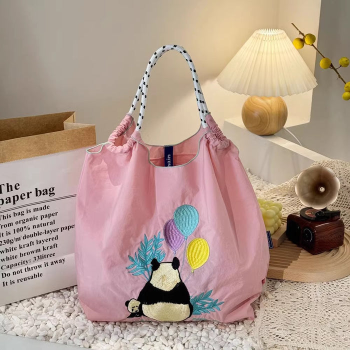 Wholesale Embroidered Eco-Friendly Shopping Bag Nylon Cartoon Handbag Women' s Crossbody Shoulder Bag