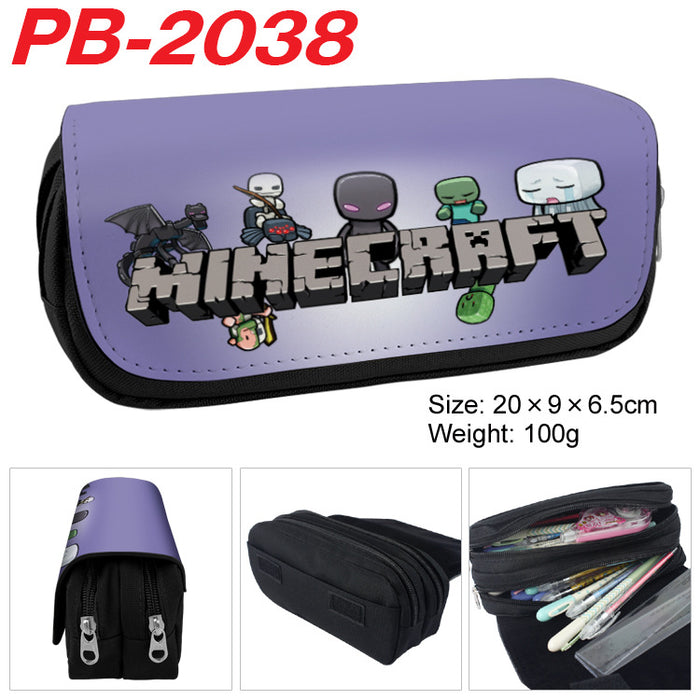 Wholesale Cartoon Game Themed Canvas Pencil Case Double Layer Zipper Large Capacity Student Stationery