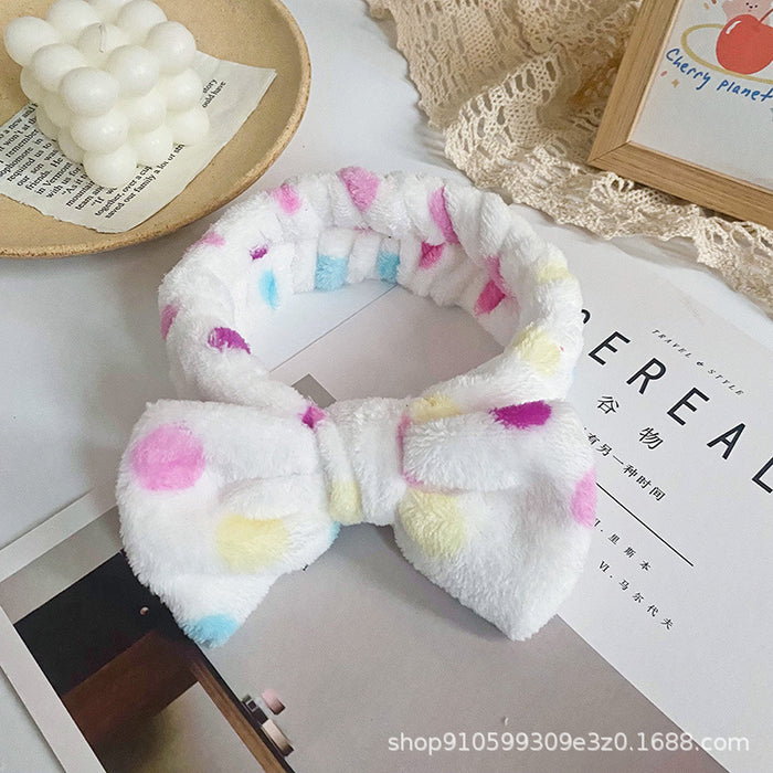 Wholesale Leopard Print Polka Dot Striped Bow Headband Women' s Face Wash Sports Headband Coral Velvet Hair Accessories