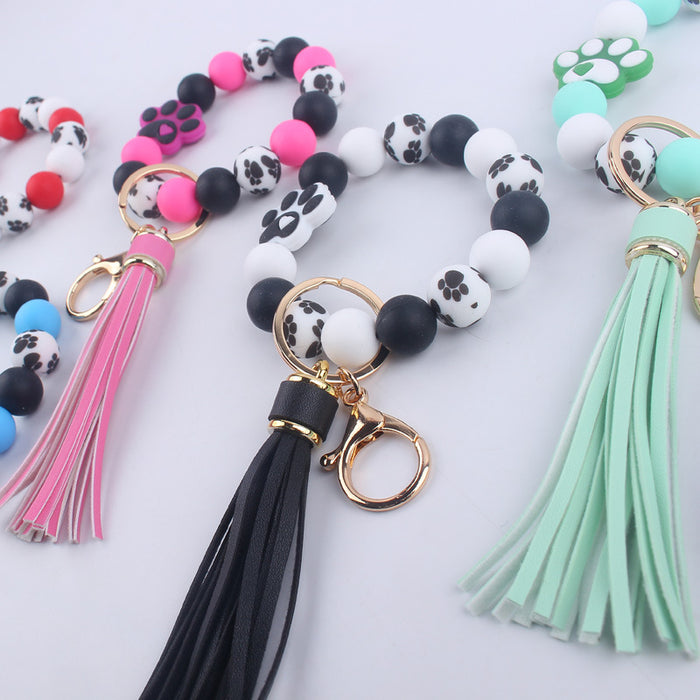 Wholesale silicone bead bracelet wrist keychain