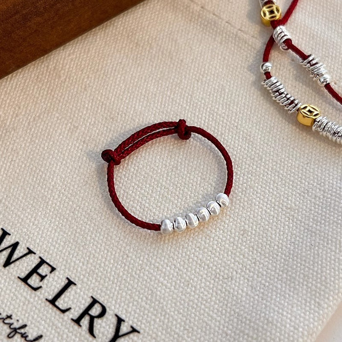 Wholesale Red rope ring, couple's ring, beaded bracelet, stretch