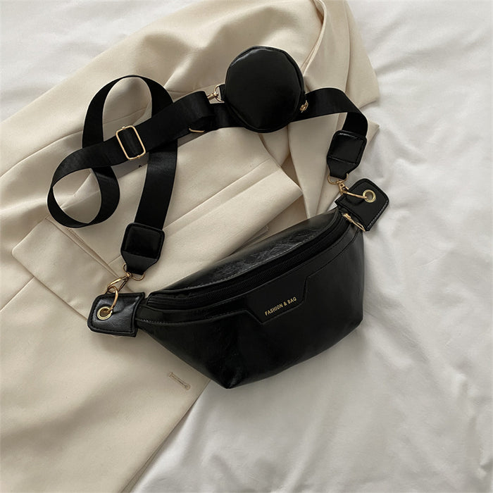 Wholesale New fashionable niche wide shoulder strap crossbody bag, casual zipper, casual texture, large capacity