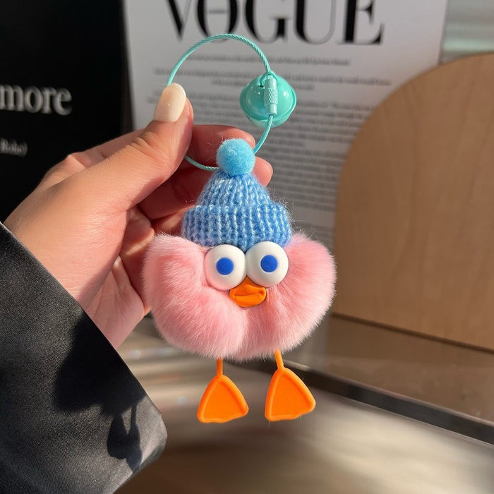 Wholesale cute plush big-eyed duck pendant Keychains