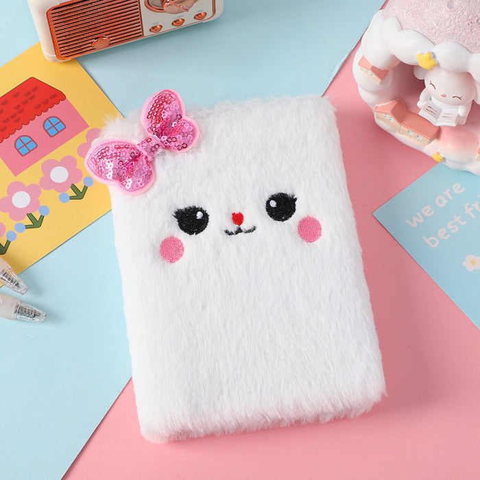 Wholesale Cartoon Plush Notebook Cute Girl' s Bow Notepad Girl' s Heart Children' s Journal