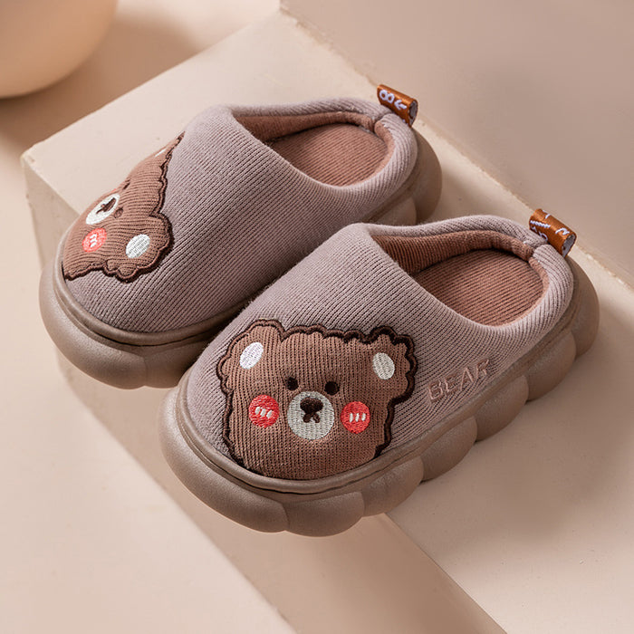 Wholesale Children' s cotton slippers autumn and winter medium and large children' s cute cartoon children' s slippers home indoor plush slippers