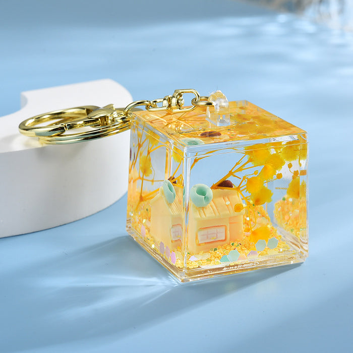 Wholesale Cute Liquid Glitter Bottle Keychain Charm