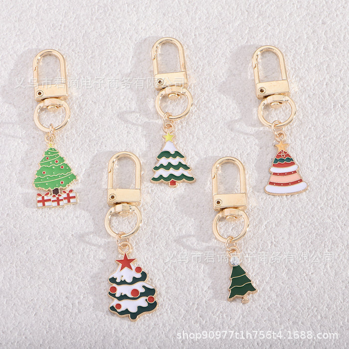Wholesale Christmas Keychain Christmas Tree Series Keychain Alloy Oil Dripping Decorative Chain Bag Pendant