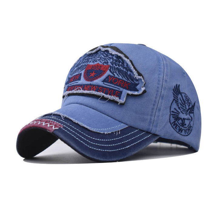 Wholesale Washed old embroidered baseball cap, outdoor five pointed star duckbill cap