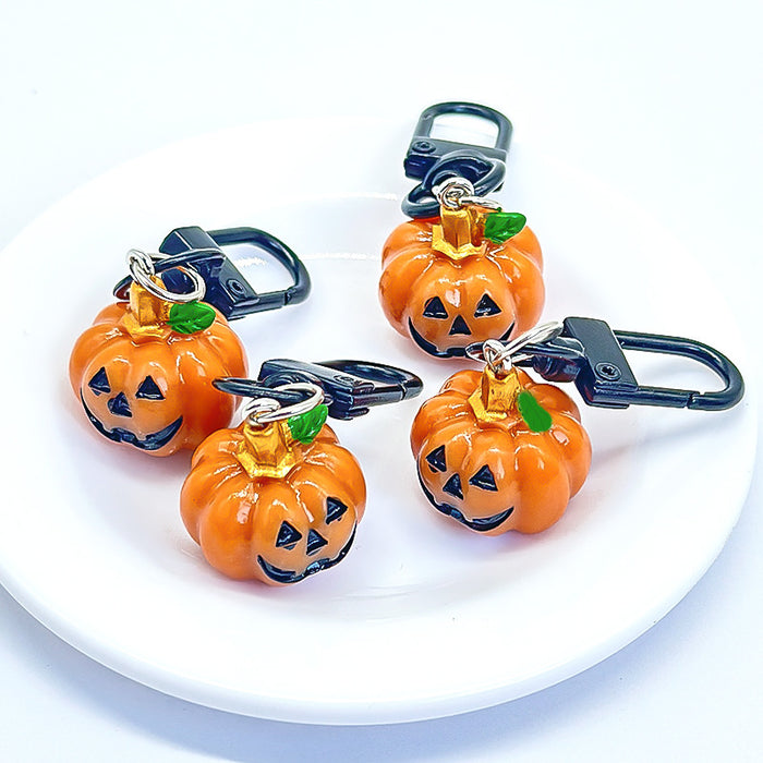 Wholesale  Halloween 3D Pumpkin Resin Keychain JDC-KC-TYS018
