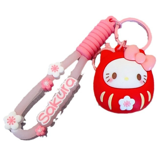 Wholesale PVC Cute cartoon creative keychain with cherry blossom pattern