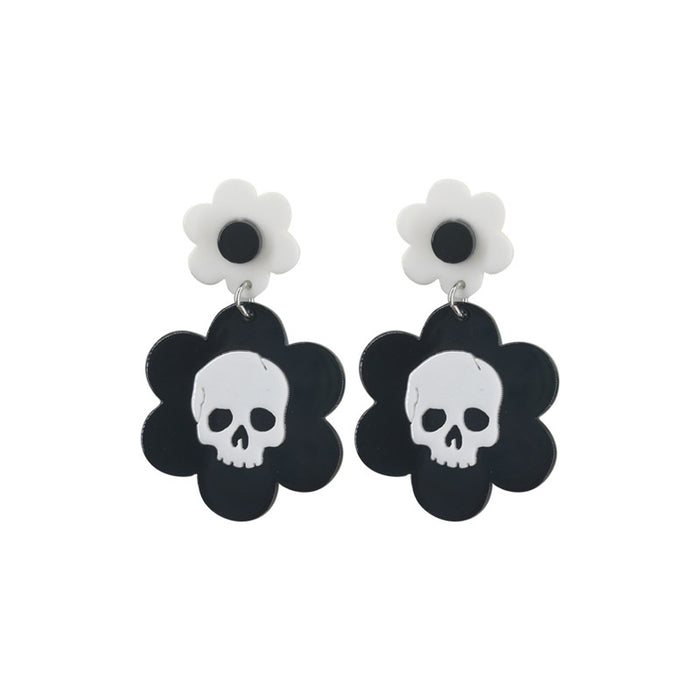 Wholesale Halloween Series Skull Ghost Death Flower Love Acrylic Printing Earrings JDC-ES-QingM001