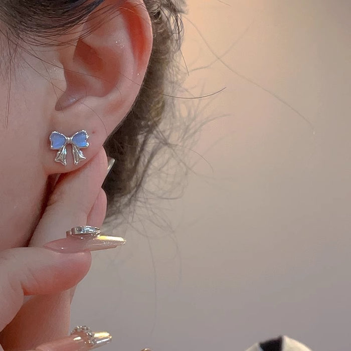 Wholesale Small niche design, personalized earrings, internet celebrity, versatile bow earrings