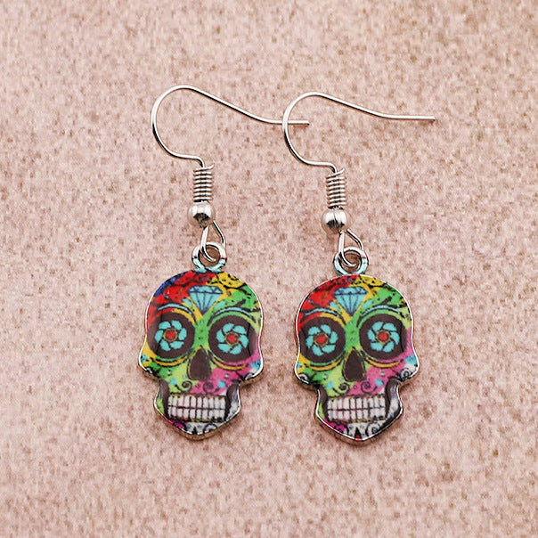 Wholesale Halloween Skull Alloy Earrings JDC-ES-Dagou005