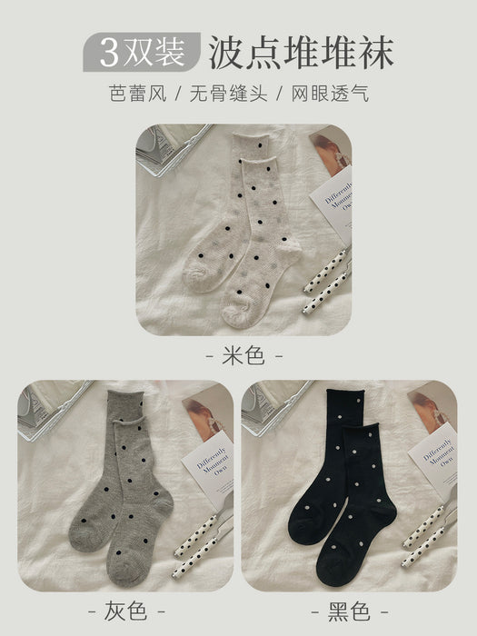Wholesale Dotted pile socks, thin mesh breathable midsole socks with rolled edges and boneless versatility