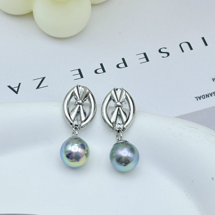 Wholesale Silver needle earrings wholesale for women's jewelry, light luxury pearl butterfly earrings