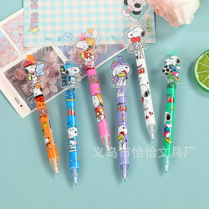 Wholesale 10pcs Press-Button Cartoon Acrylic Black Gel Pen