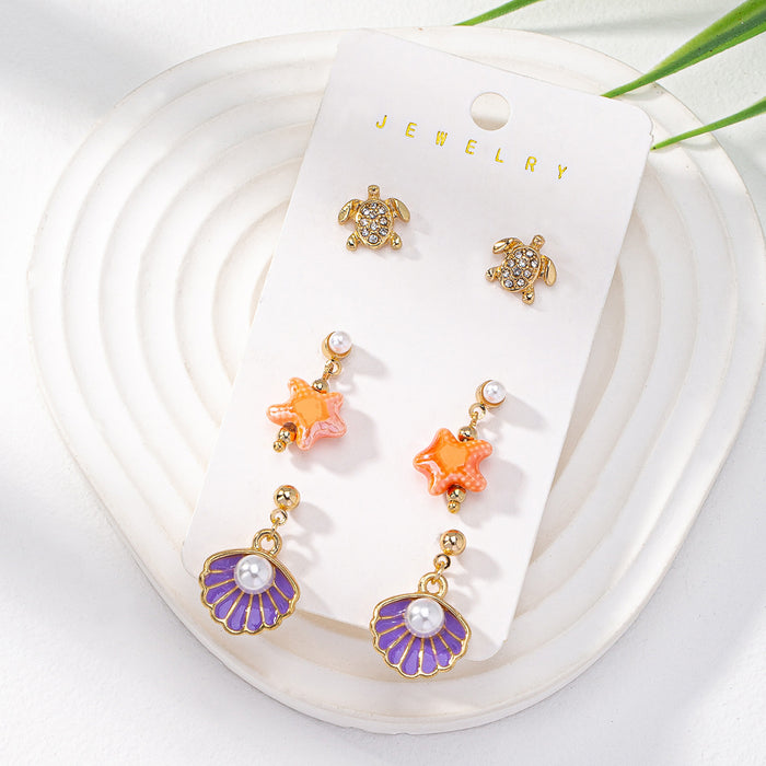 Wholesale Starfish,  Palm Tree,  Conch Earring Set