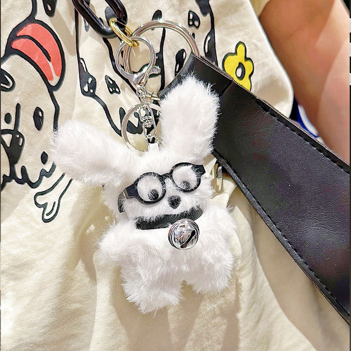 Wholesale Glasses Straw Puppy Plush Keychain