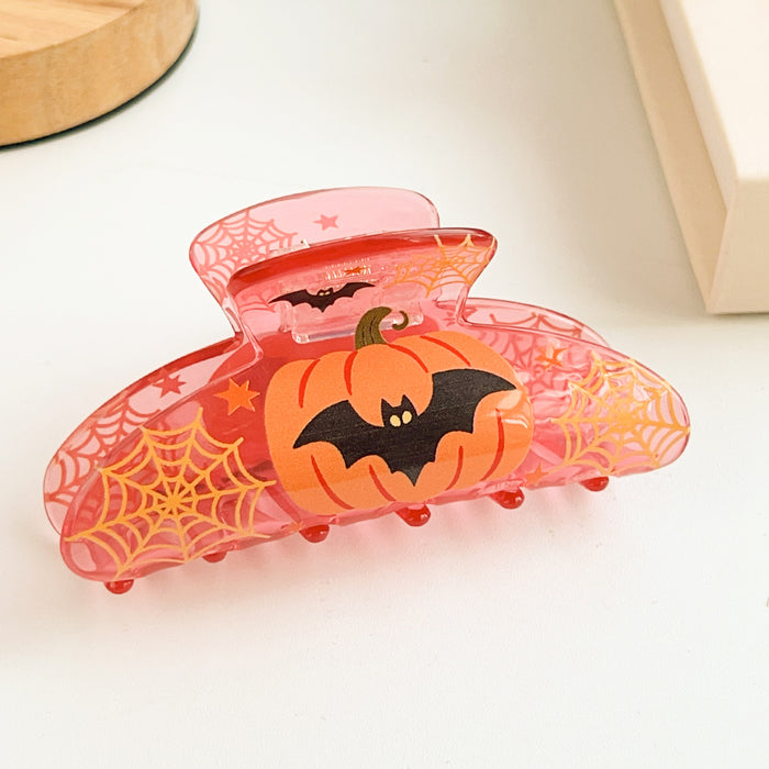 Wholesale Acrylic Hair Claw Clip Pumpkin Bat Dark Style Hair Accessory
