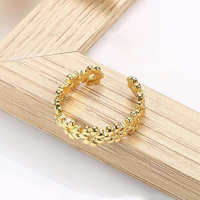 Wholesale Copper plated foot decoration toe ring with adjustable floral cubic zirconia exquisite and fashionable toe ring