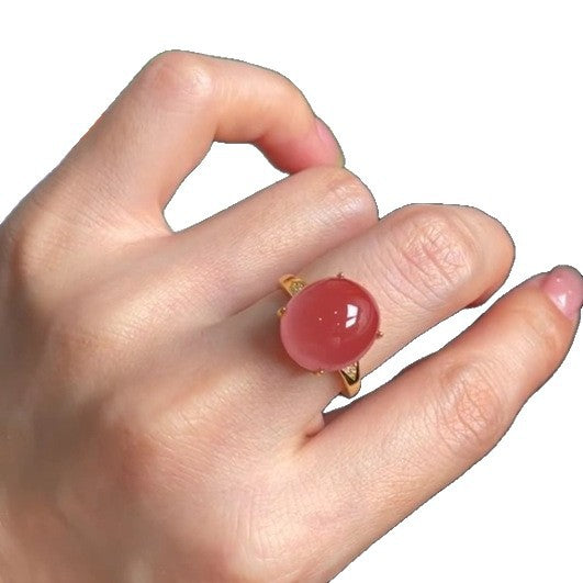 Wholesale women' s red ice transparent egg noodle index finger ring