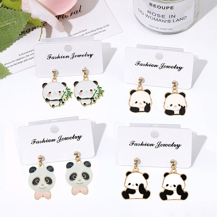 Wholesale Cartoon Panda Ethnic Style Earrings S925 Silver Needle Fashion Accessory Gift MOQ≥2