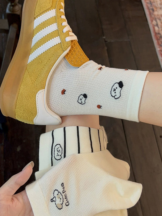 Wholesale White socks, mid length socks, pure cotton, cute mesh, breathable, stacked long socks