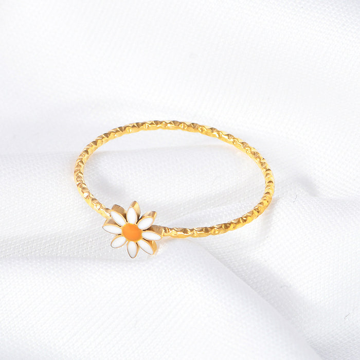 Wholesale  niche  flower titanium steel new ins simple small fresh women' s ring