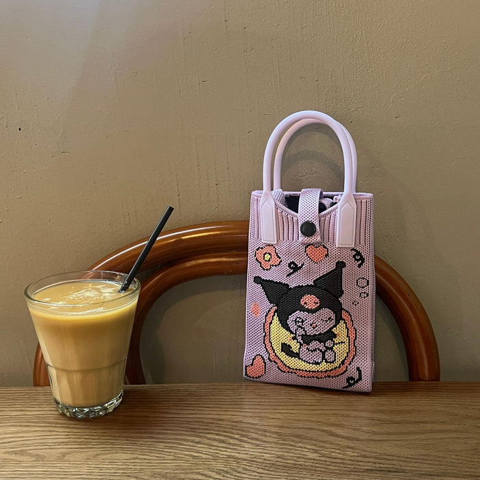 Wholesale Mobile Phone Bag Wool Knitted Small Square Bag  Small Bag Contrast Color