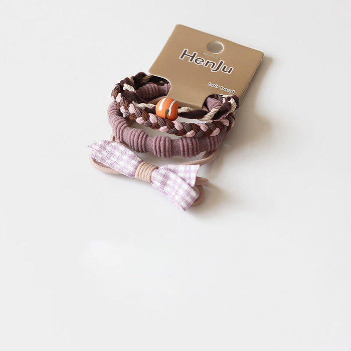 Wholesale New atmosphere without damaging hair headband set, milk coffee color high elasticity plaid headband new