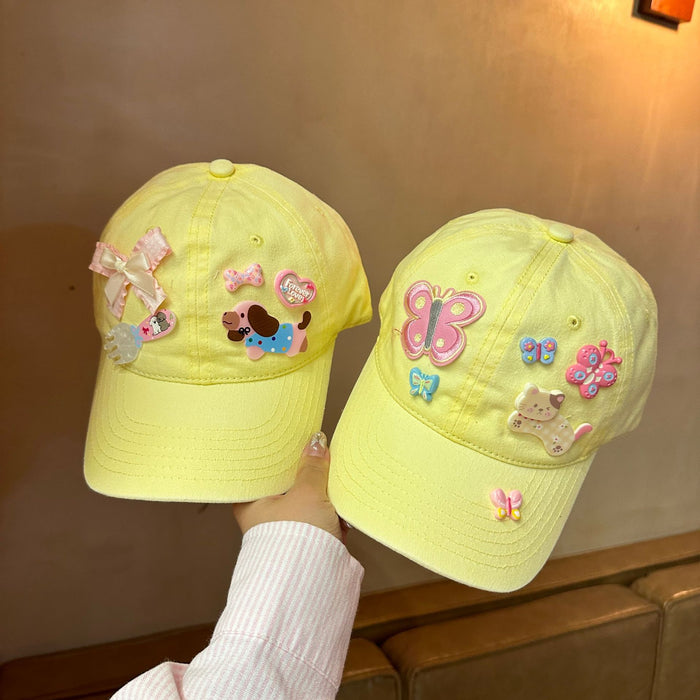 Wholesale Original Sweet Cool Spice Girls Diy Yellow Baseball Cap Summer Pastoral Outdoor Sunshade Cartoon Pattern Soft Top Cap