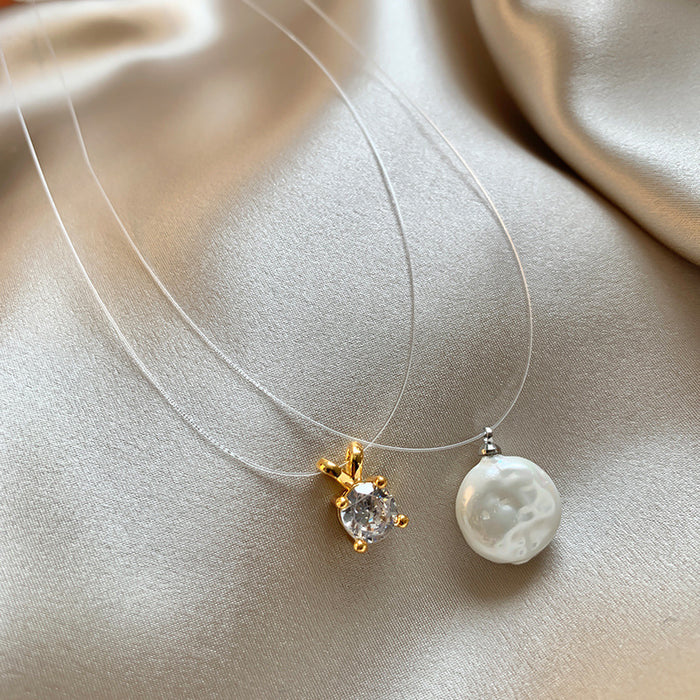 Wholesale Simple and fashionable pearl pendant necklace, light luxury, niche collarbone chain, high-end and versatile temperament