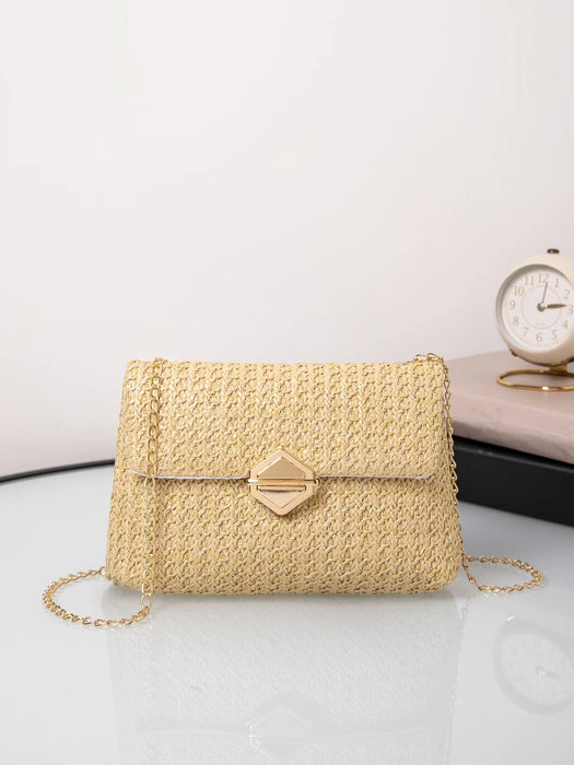 Wholesale Woven Lock Closure Simple Square Bag Shoulder Bag JDC-SD-HongY005