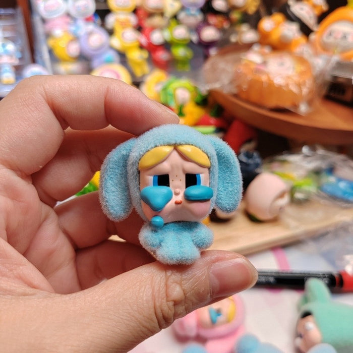 Wholesale Cartoon cute flocked PVC keychain toy