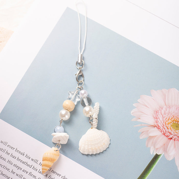 Wholesale Shell Starfish Mobile Phone Chain Earphones C5amera Keychain Pendant