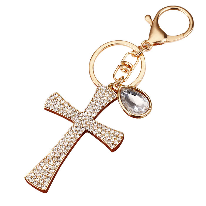 Wholesale Rhinestone Christmas Snowflake Car Keychain Zinc Alloy Charm for Gift