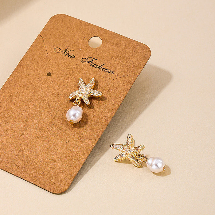 Wholesale Baroque Pearl Starfish Earrings Summer Elegant Earrings Fashion Earrings