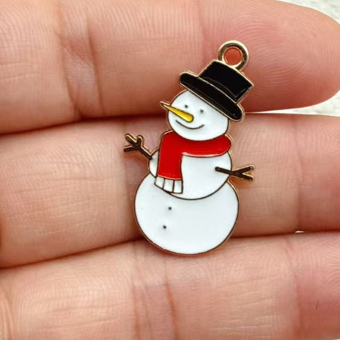 Wholesale 10pcs New oil-drip Christmas-themed alloy accessories  cartoon snowman  reindeer,   DIY pendant accessories