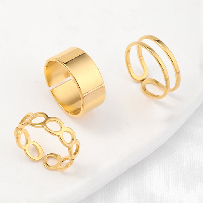 Wholesale Titanium steel ring three piece set jewelry with non fading design, niche opening adjustable