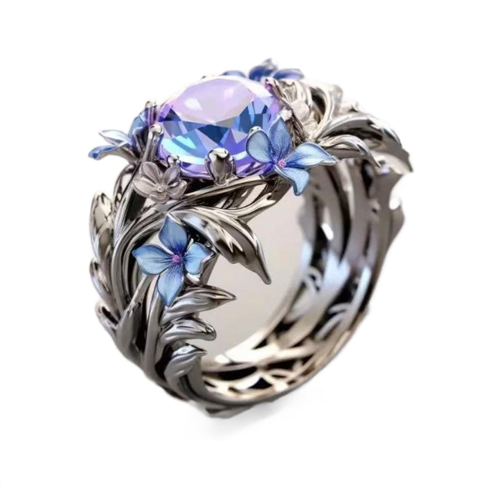 Wholesale Iris flower enamel oil painting ring