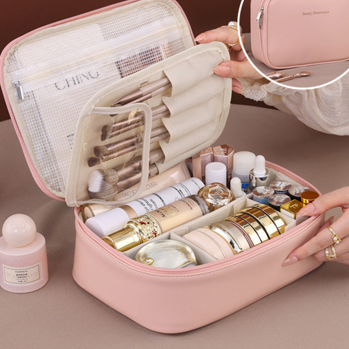 Wholesale Products Split Cosmetic Bag Large Capacity Advanced Sense Multifunctional Cosmetic Storage Bag Niche Design