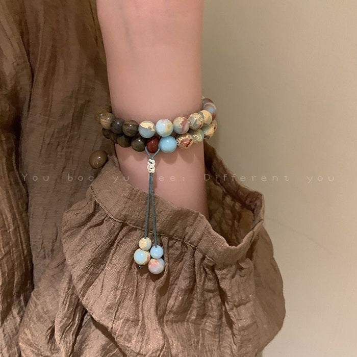 Wholesale Green Sandalwood Splicing Bracelet Wooden Bracelet Vintage Handpiece