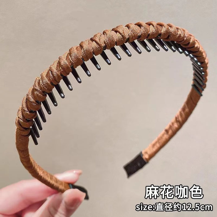 Wholesale Toothed anti slip face washing headband seamless braided hairband for controlling stray hairs
