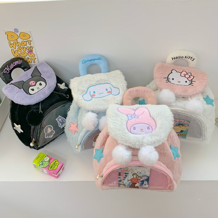 Wholesale Cute plush flip backpack with large capacity, cute backpack, cartoon casual backpack