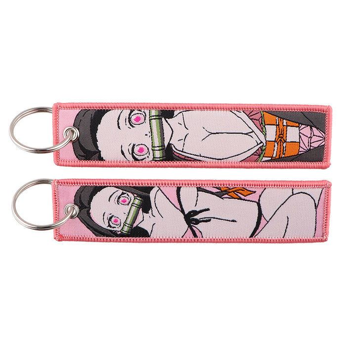 Wholesale Cartoon woven keychain lanyard  access control  ornaments fabric keychain