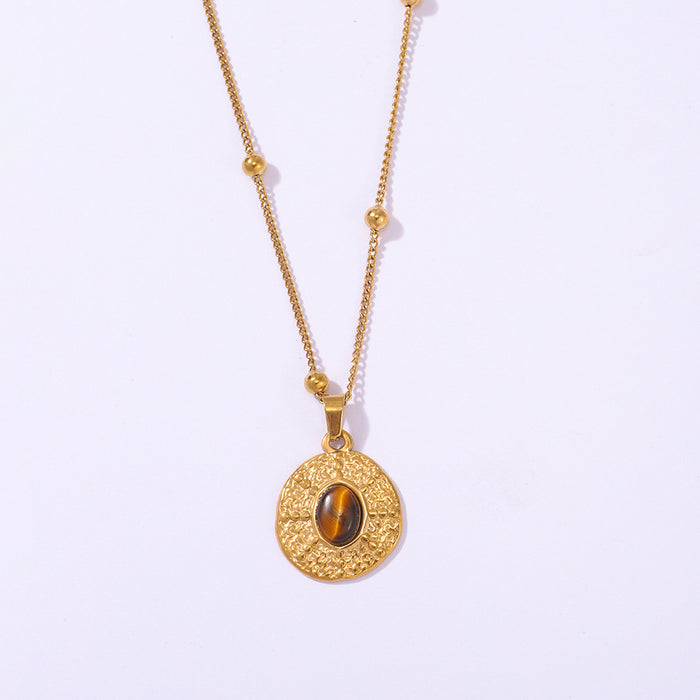 Wholesale Tiger' s Eye 304 Stainless Steel Stainless Steel Clavicle Necklace