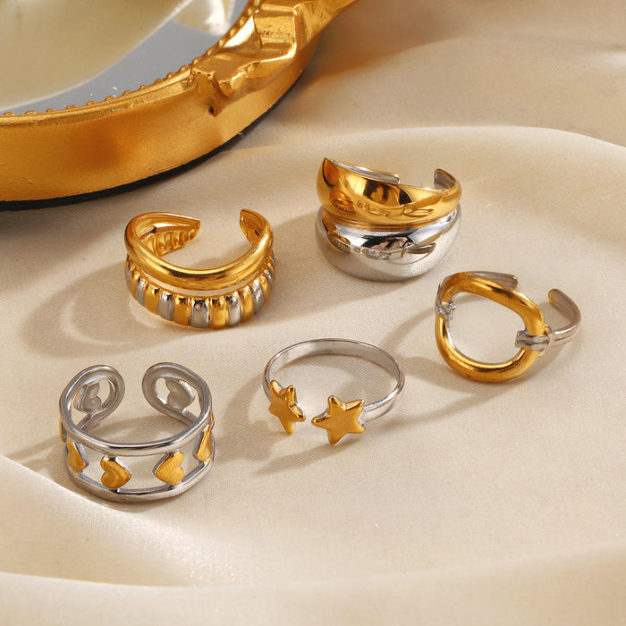 Wholesale Stainless steel Adjustable rings Star shaped Rings for Women